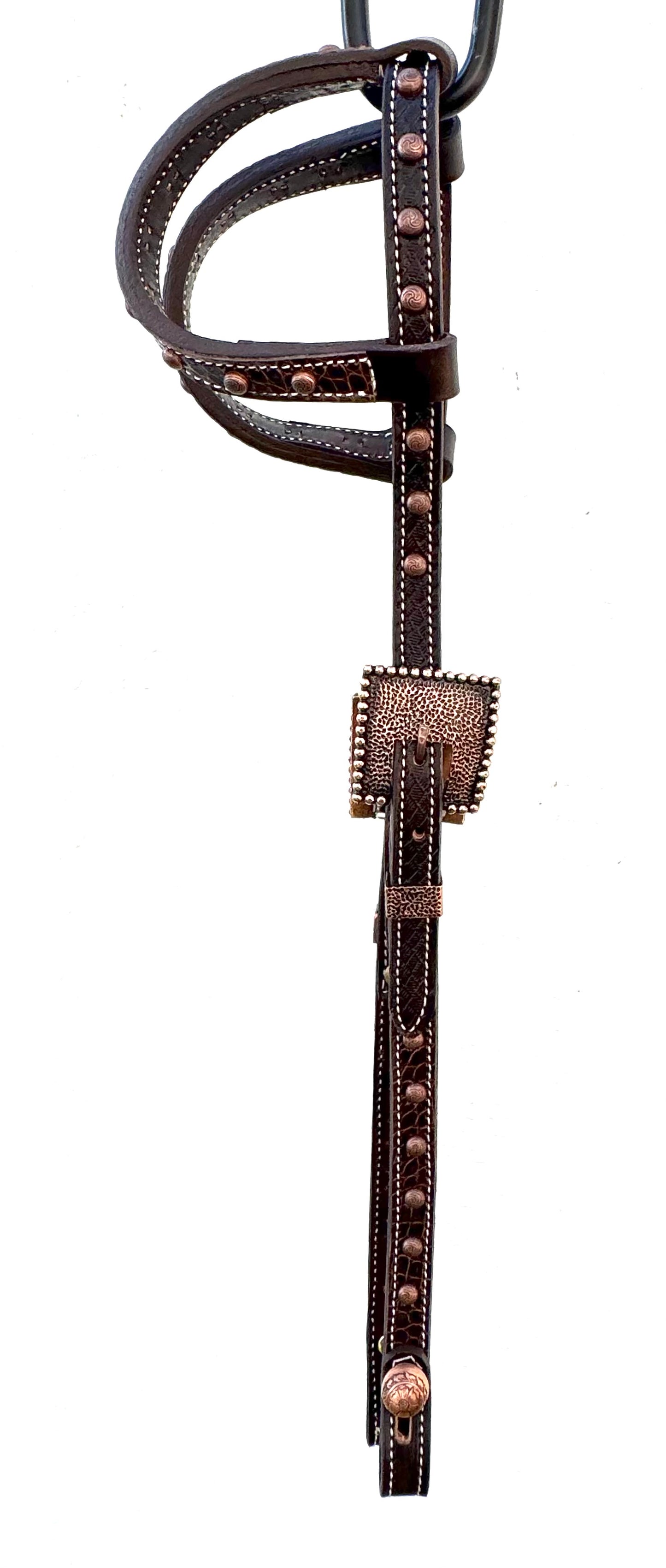 Fairytail Leather Co Chocolate Copper Alligator Headstall