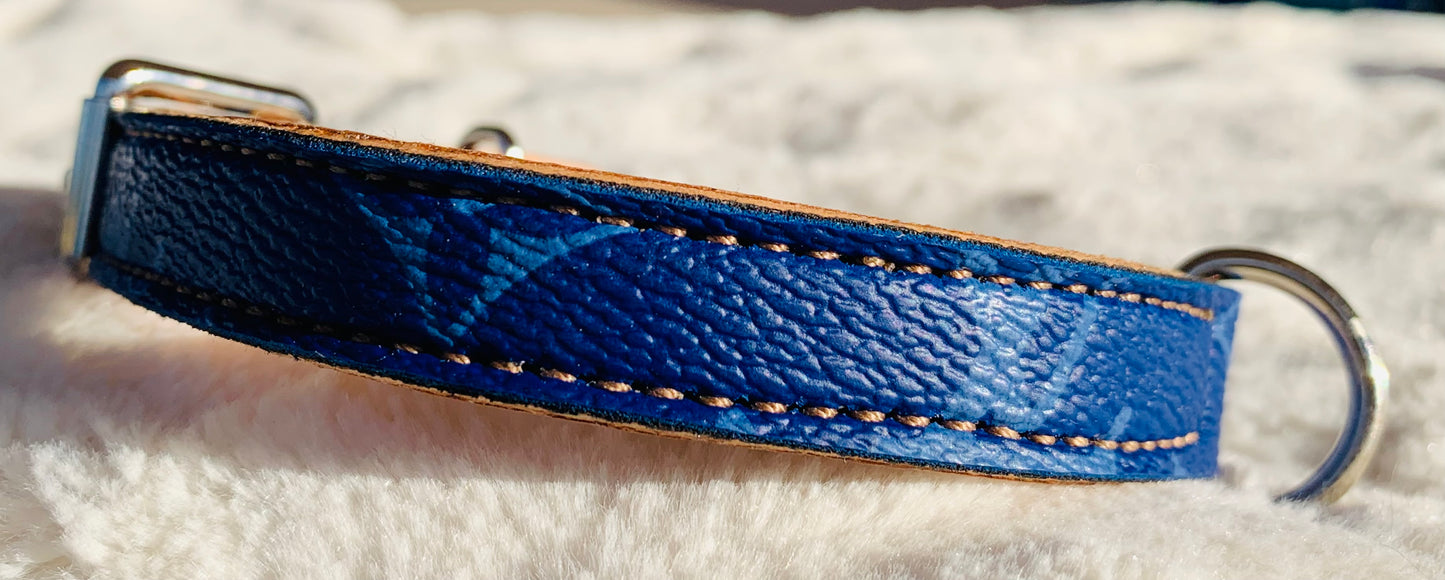 Fairytail Leather Co Blue Designer Dog Collar