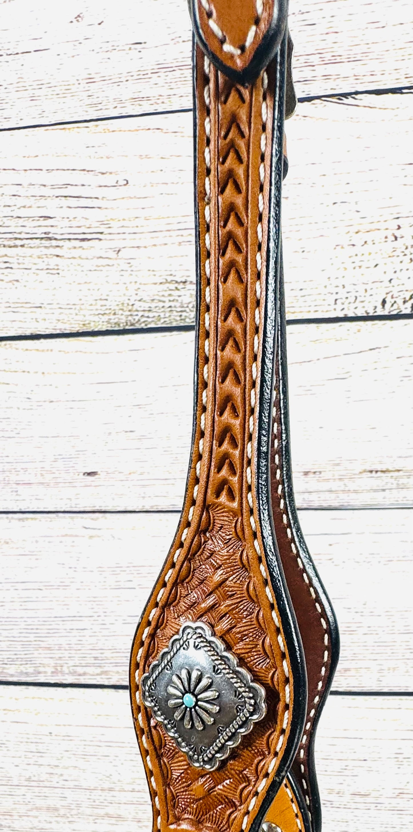 Light Basketweave Tooled Headstall