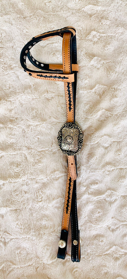 Natural and Black two-Tone Headstall
