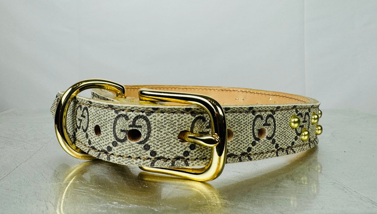 Fairytail Leather Co Designer Dog Collar with Gold