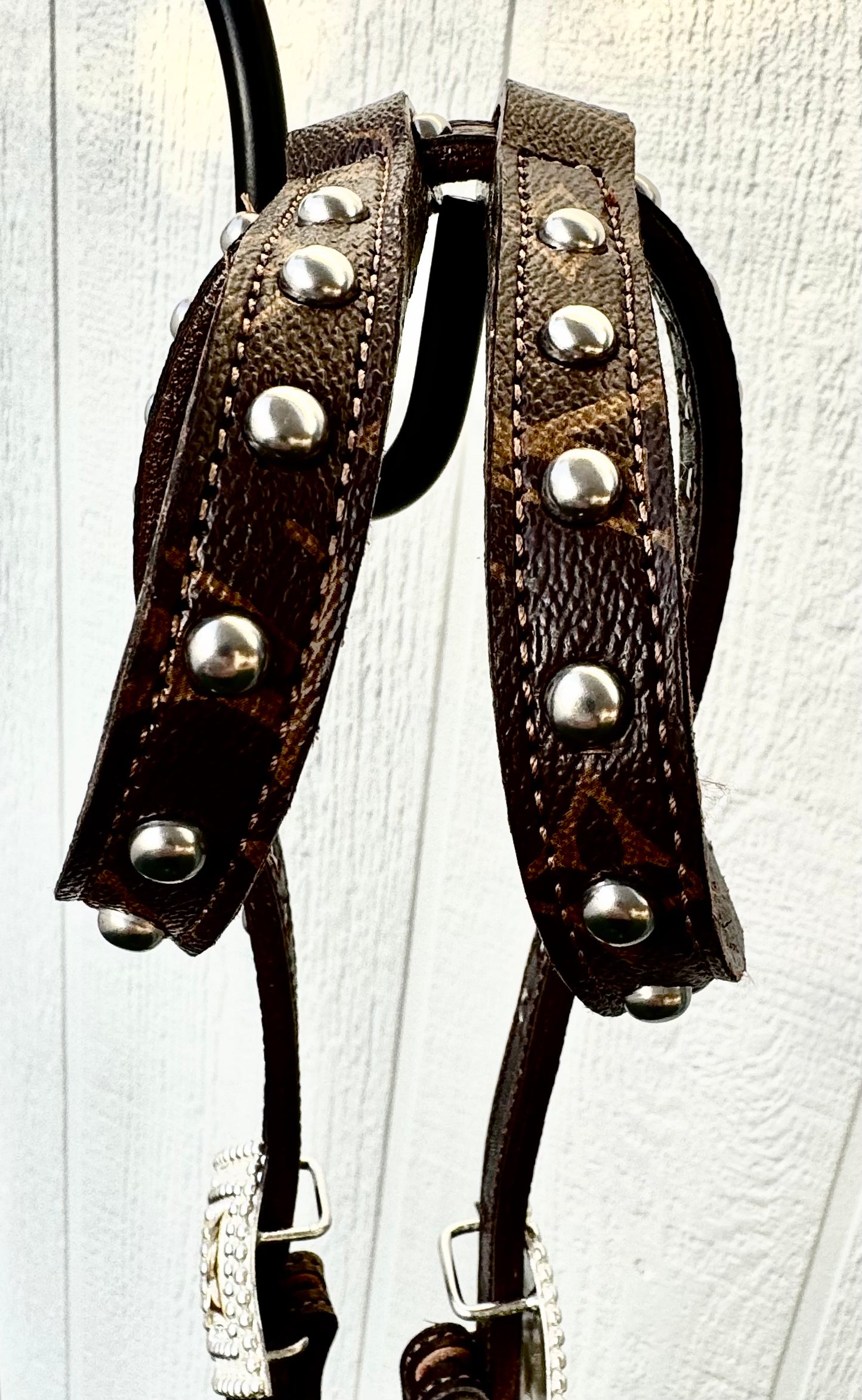 Fairytail Leather Co Brown Designer Headstall, German Silver