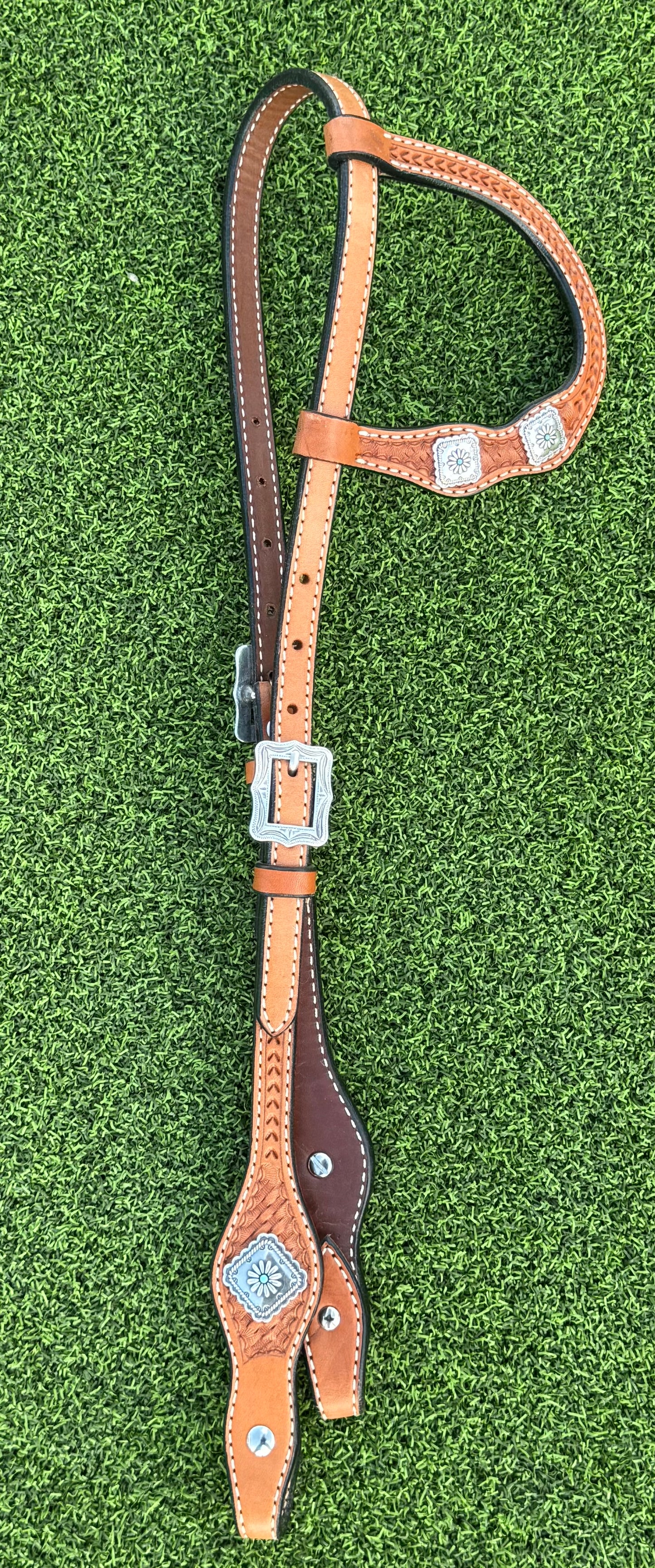 Light Basketweave Tooled Headstall