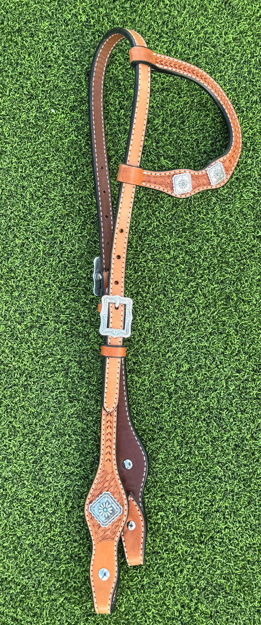 Light Basketweave Tooled Headstall