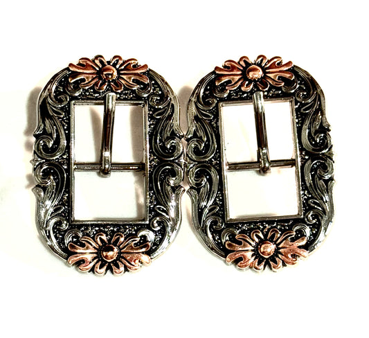 Antique Silver/Copper Buckles, 3/4”