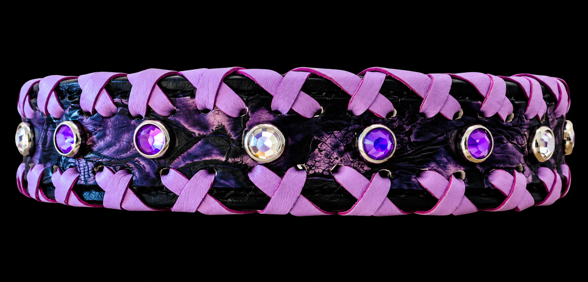 Fairytail Leather Co Purple Dog Collar, 16-18”