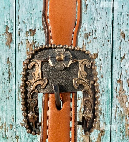 Tan Leather Halter with Ranch Buckles