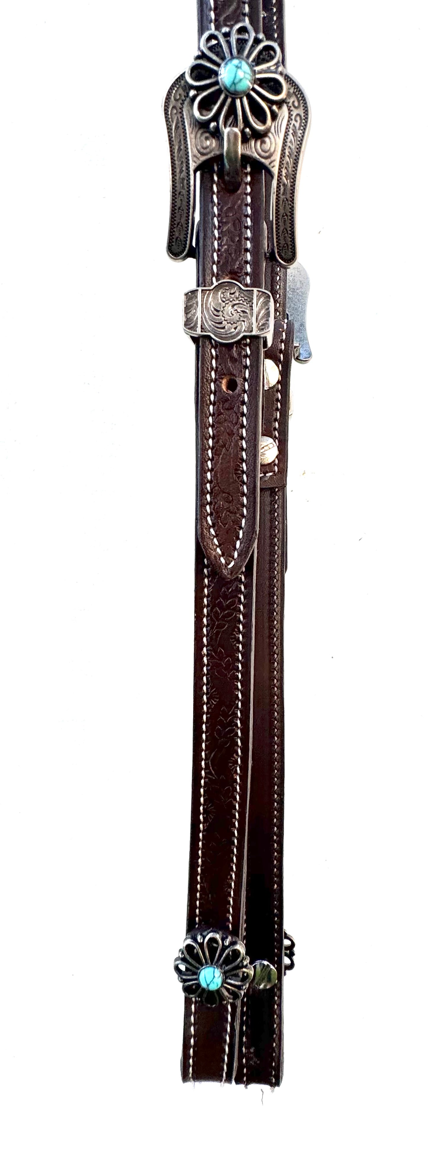 Fairytail Leather Co Chocolate & Turquoise Headstall