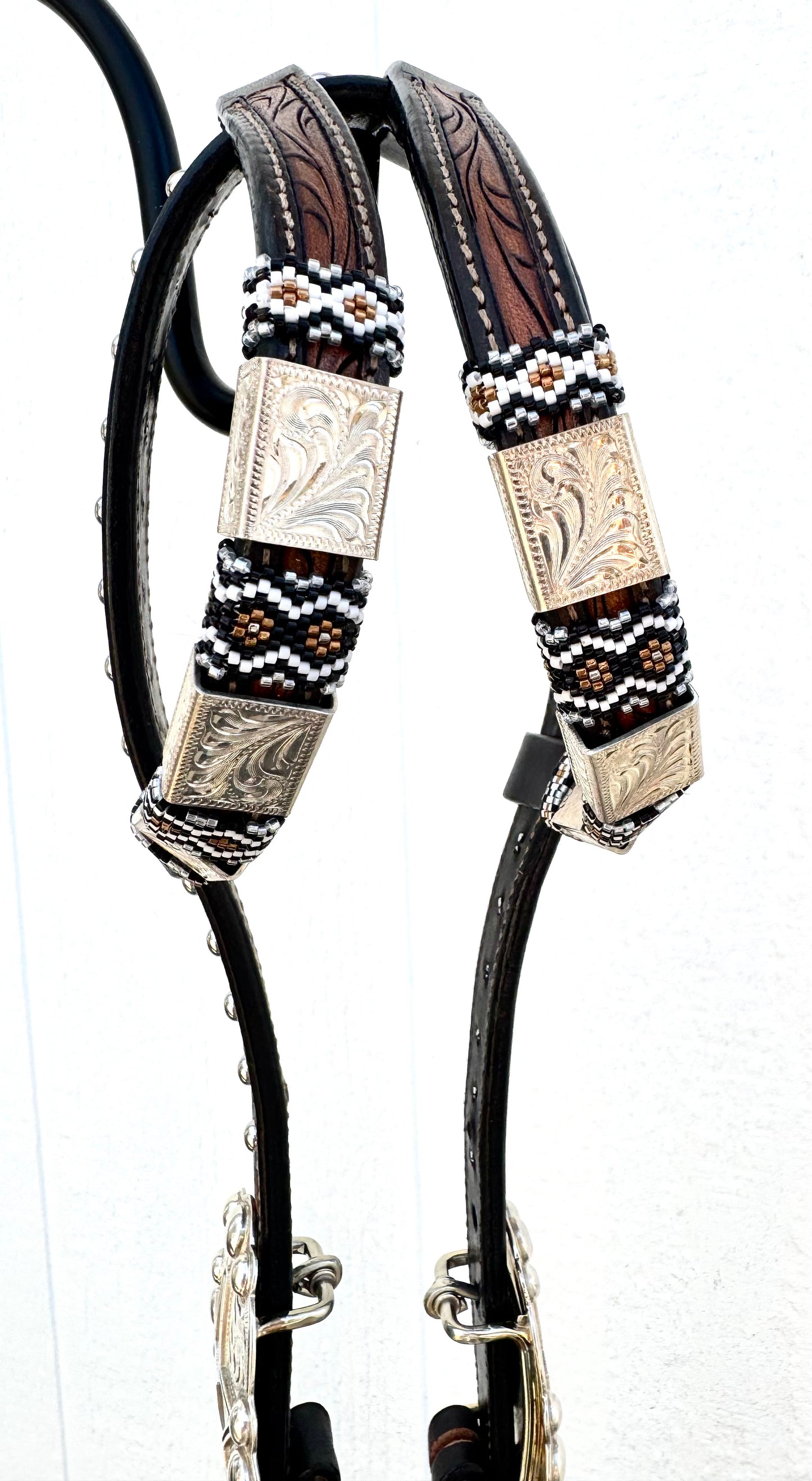 Chocolate and Black Beaded Headstall