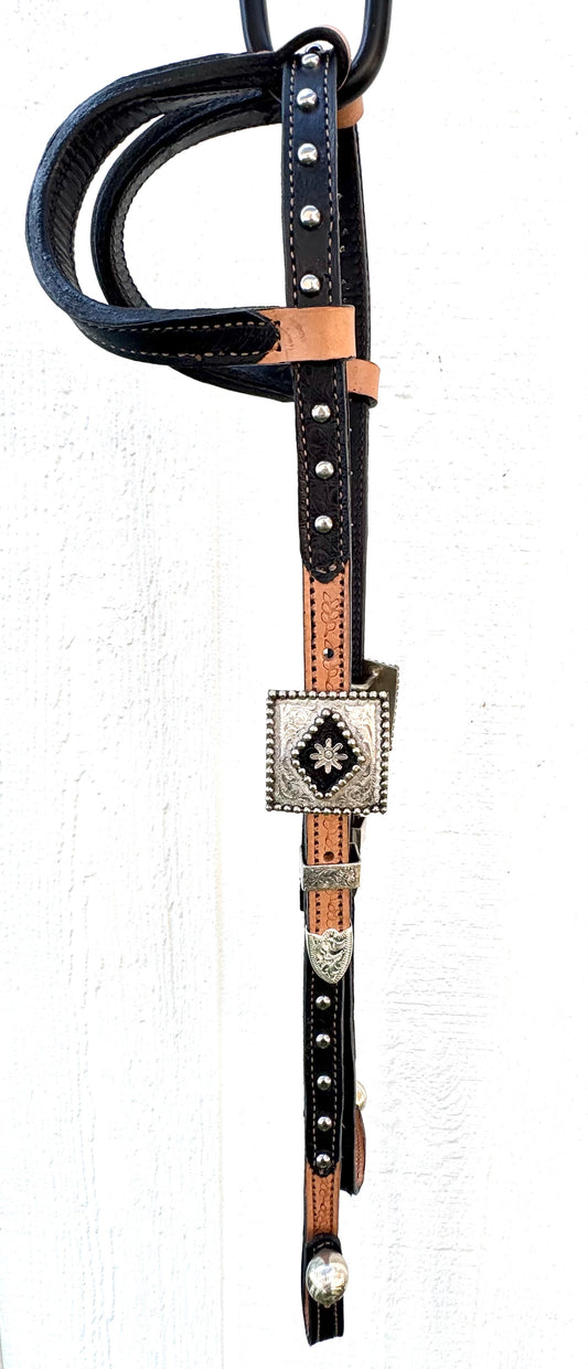 Fairytail Leather Co Natural and Black Two-Tone Headstall