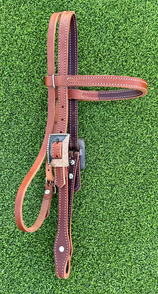 Harness Leather Browband Headstall with Custom Buckles