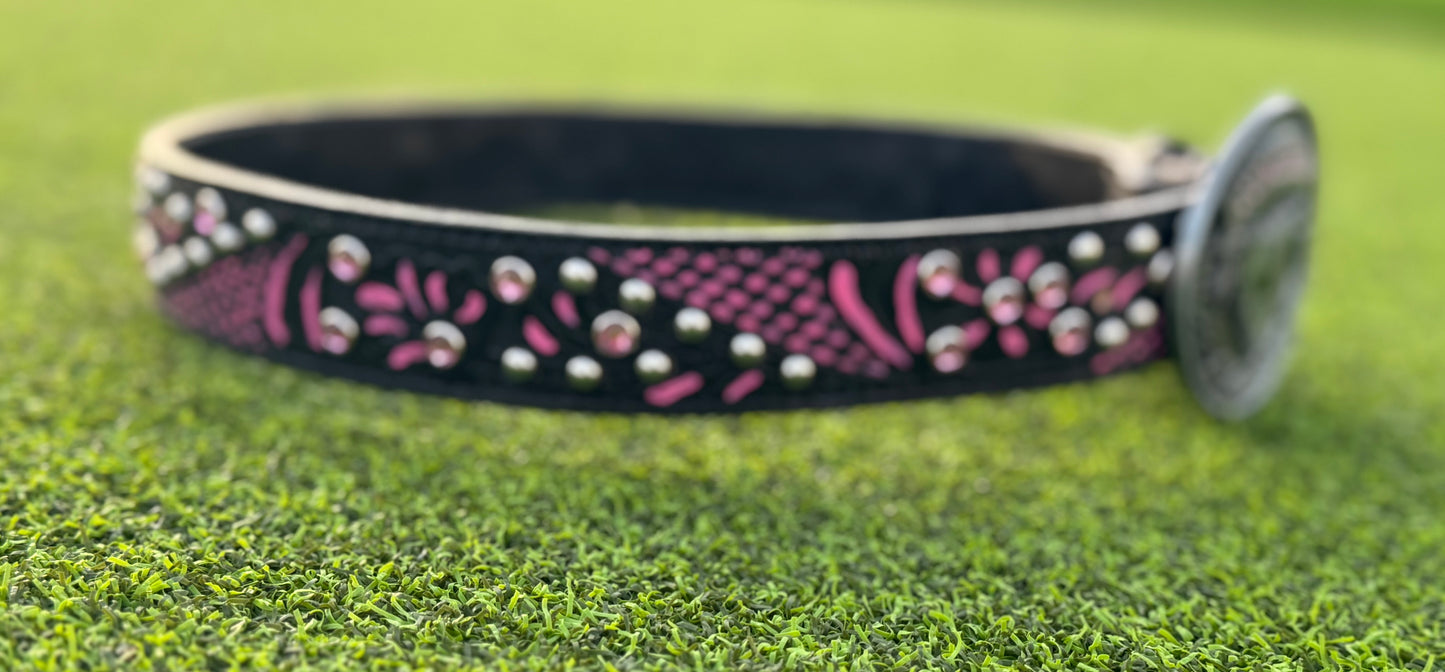 Fairytail Leather Pink and Black Embellished Belt