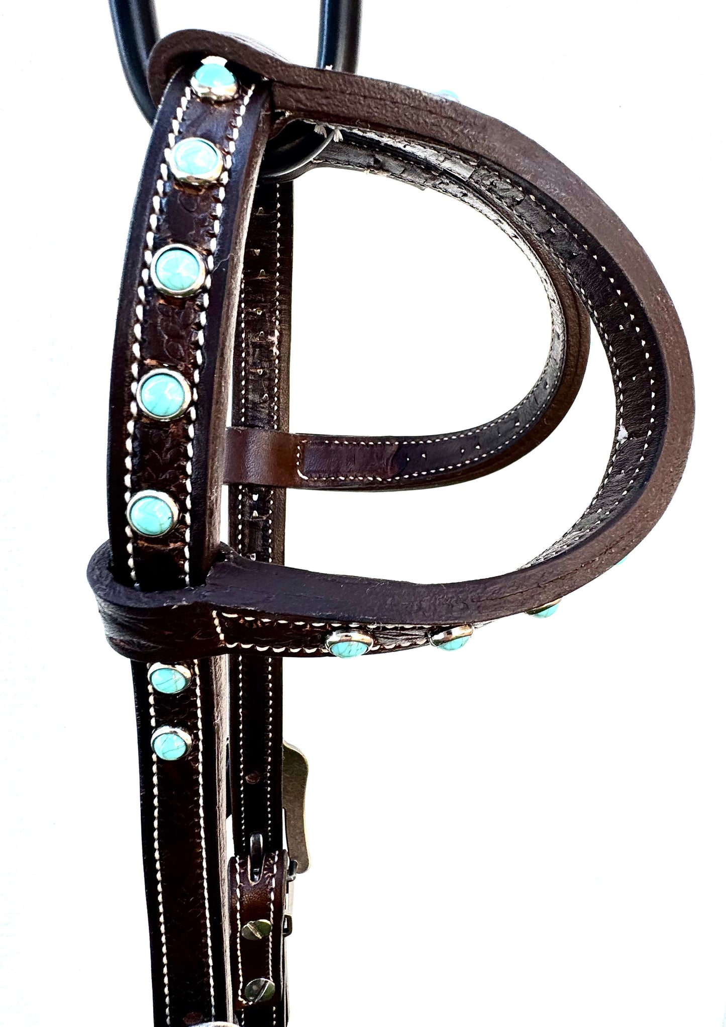 Fairytail Leather Co Chocolate & Turquoise Headstall