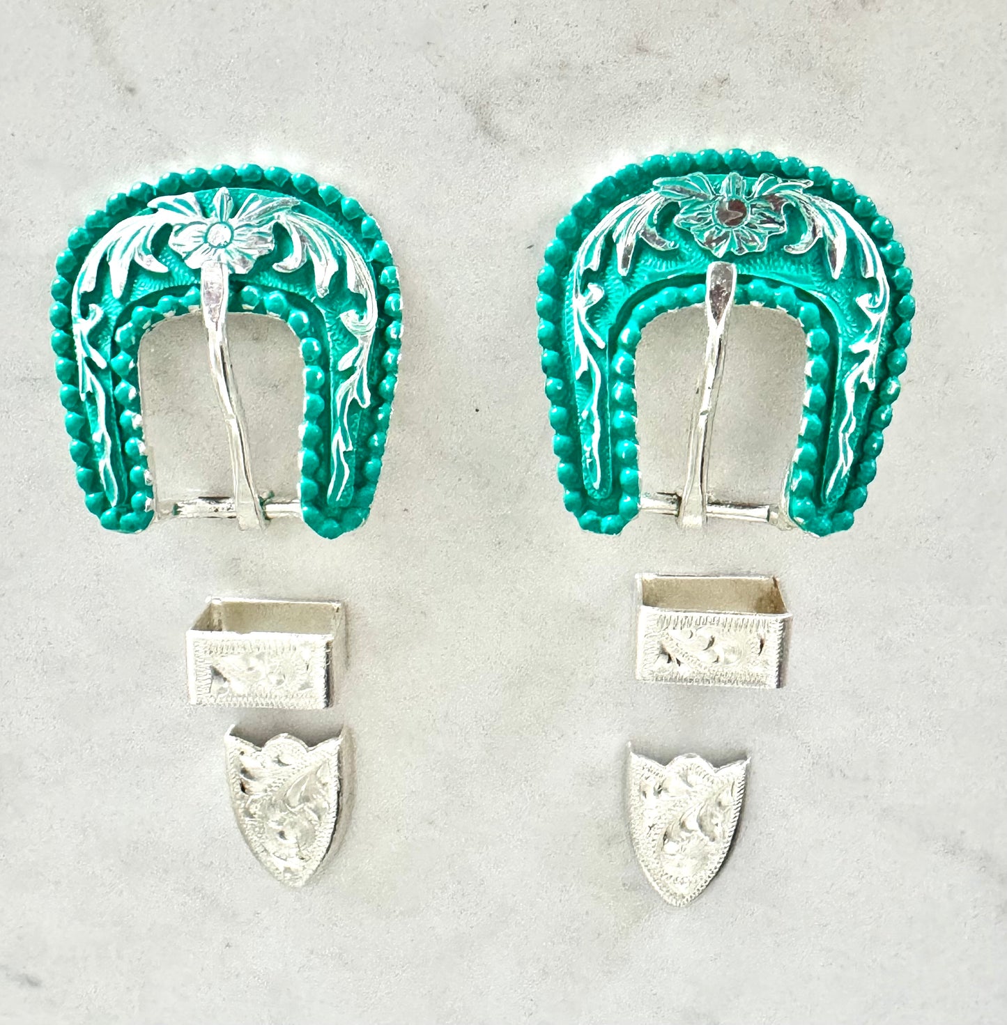 German Silver Turquoise Buckles, 5/8”