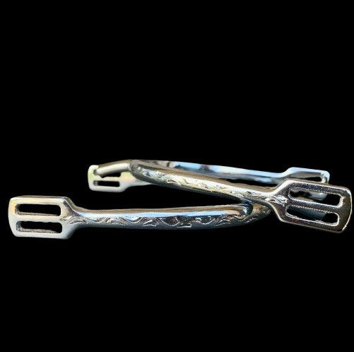 Ladies 1" Engraved Silver Prince of Wales English Spurs
