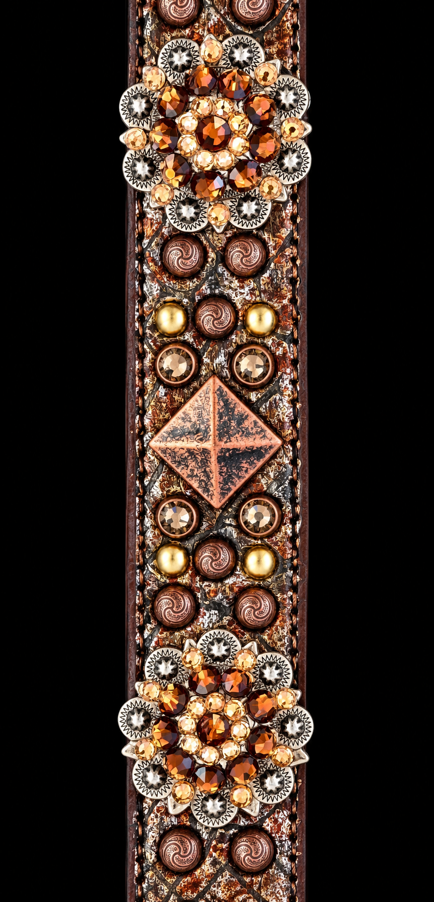 Fairytail Leather Brown Metallic Dog Collar, 15-17”
