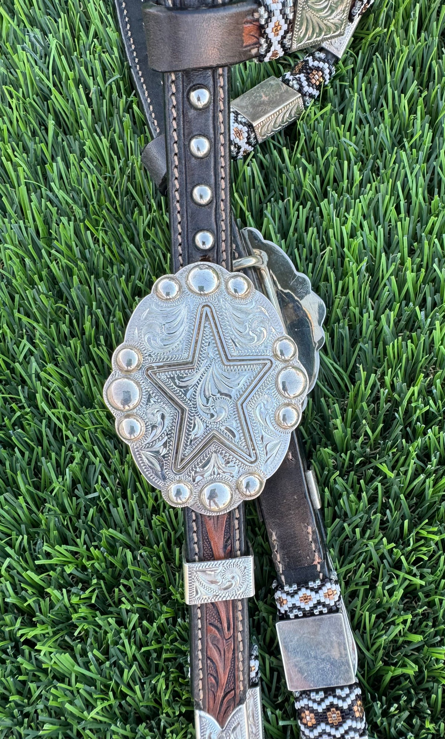 Chocolate and Black Beaded Headstall