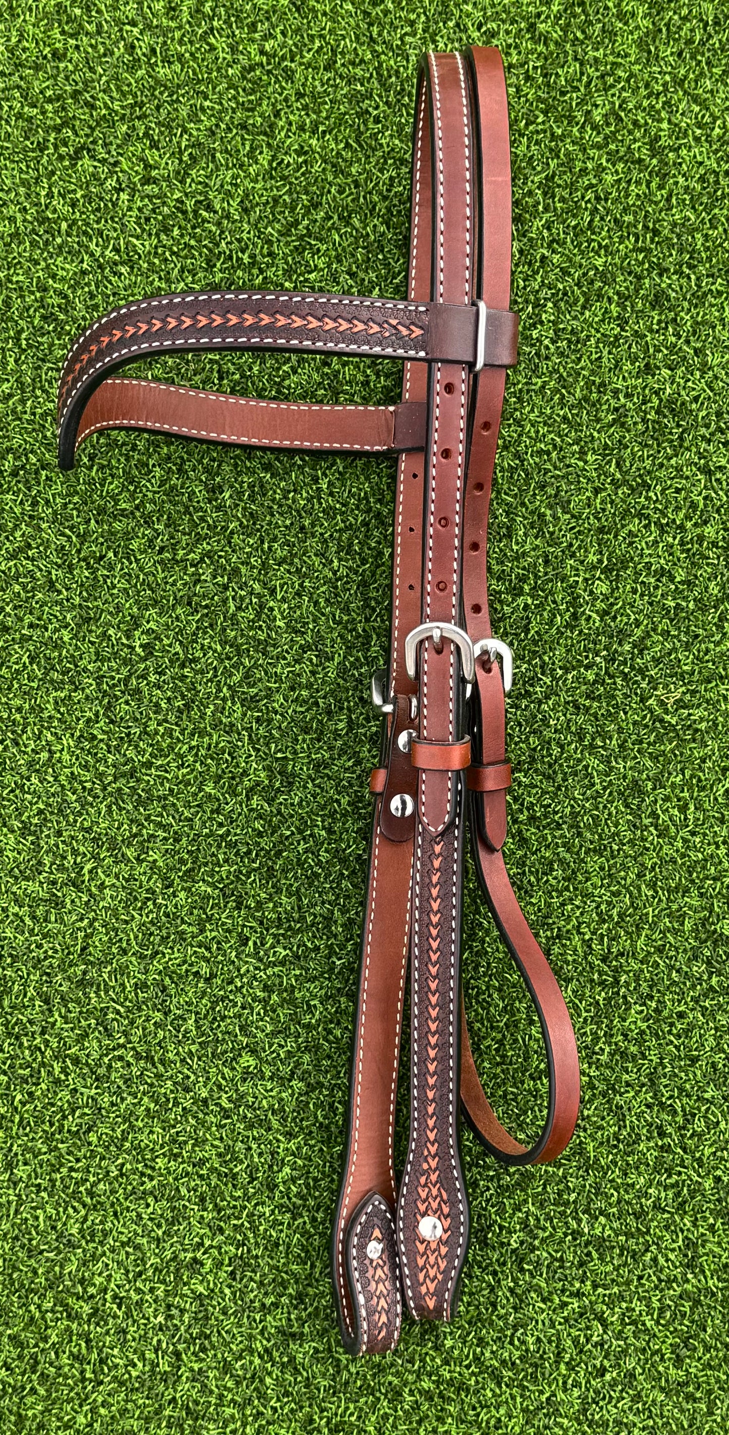 Two-Tone Tooled Browband Headstall