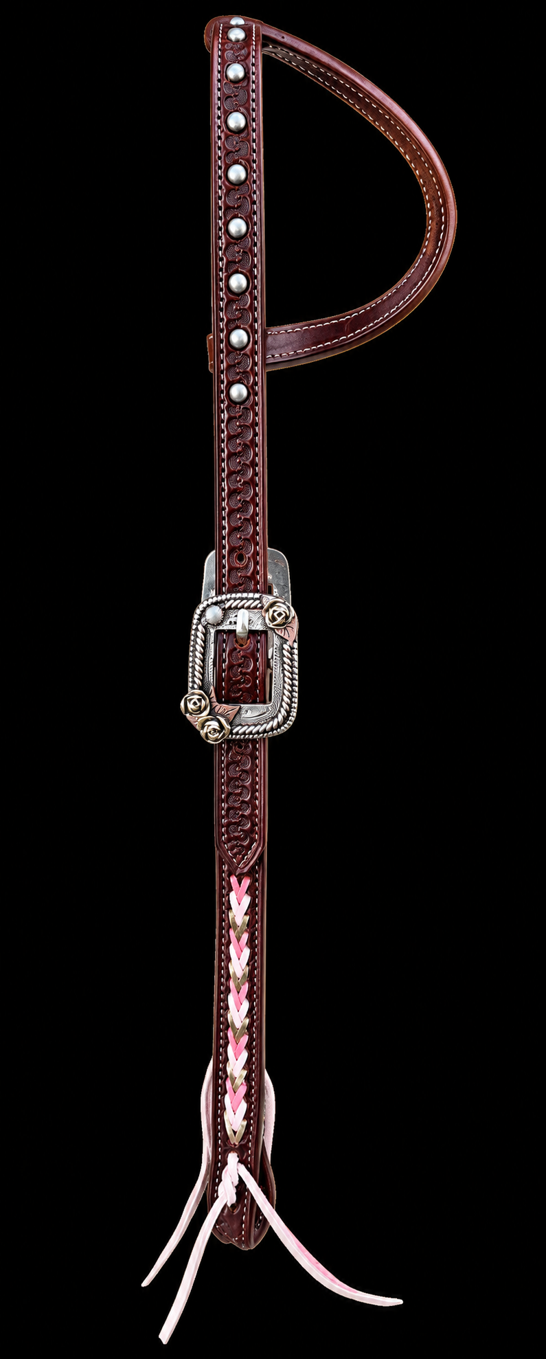 Fairytail Leather Co Pink Kangaroo Lace Headstall