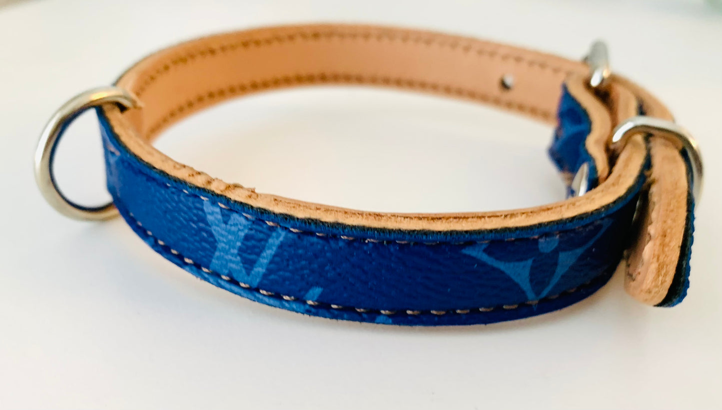 Fairytail Leather Co Blue Designer Dog Collar