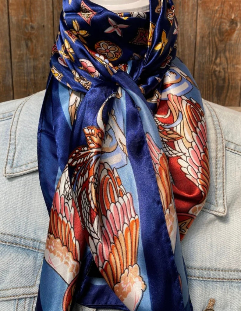 35X35" Blue Multi-Floral Wild Rag/Scarf