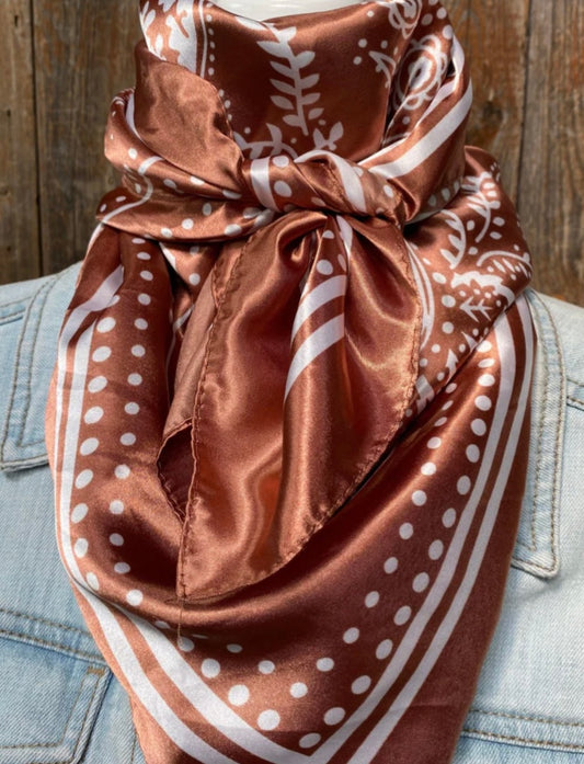 35X35" Copper Floral Paisley Wild Rag/Scarf