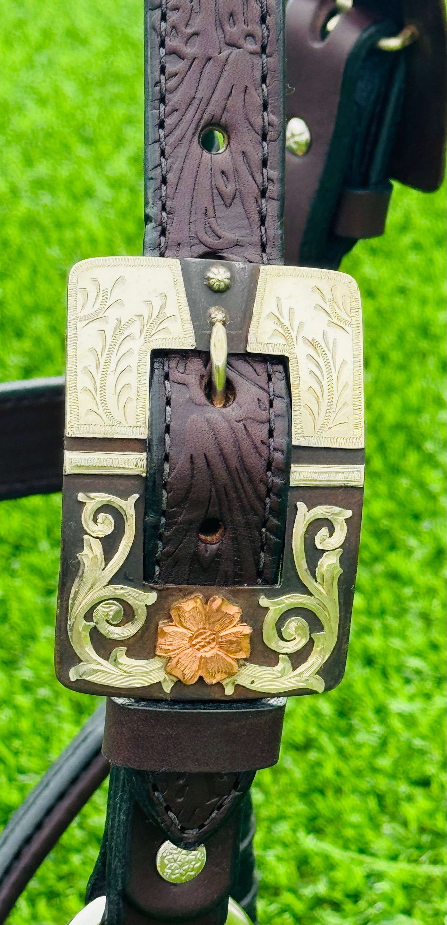 Brown Floral Horse Size Halter