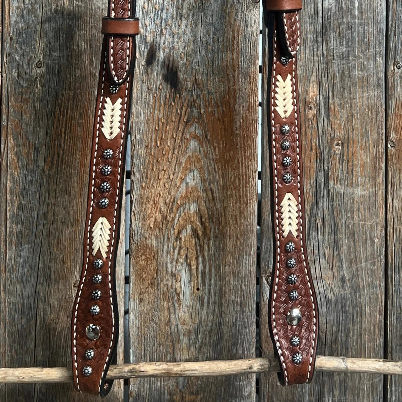 One Ear Rawhide Silver Dot Headstall