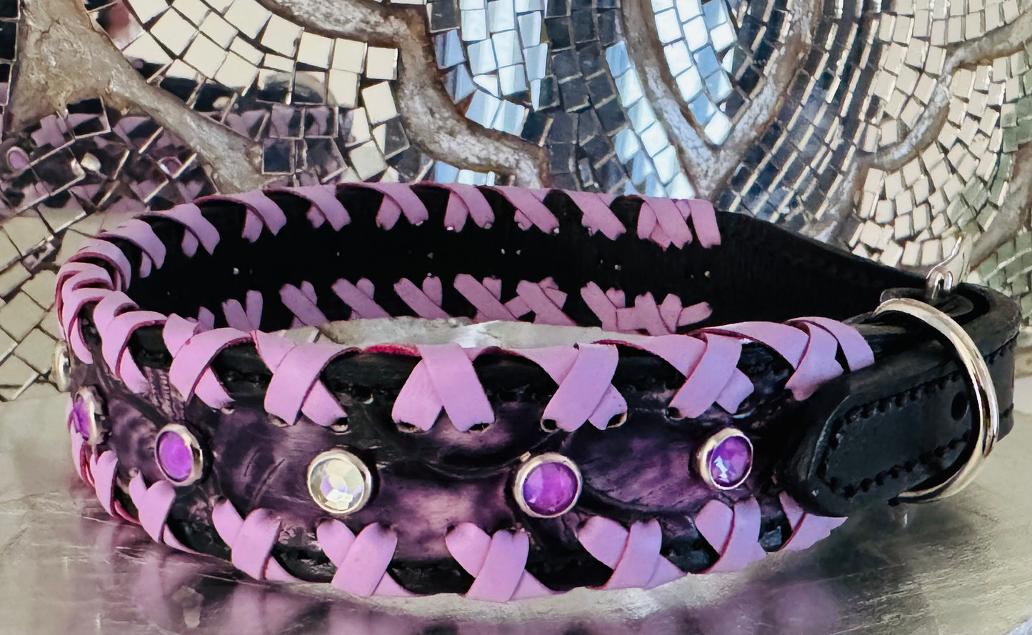 Fairytail Leather Co Purple Dog Collar, 16-18”