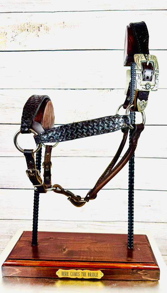 Chocolate Tooled Leather Yearling Size Halter