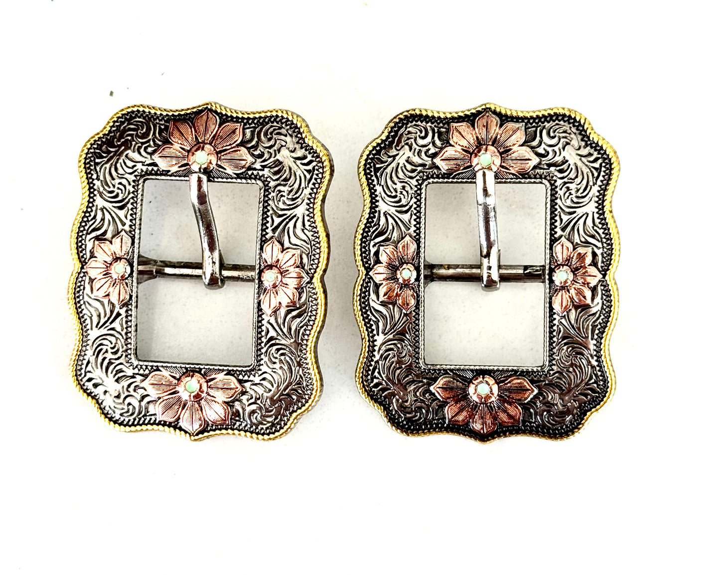 Antique Silver/Copper Buckles, 3/4"