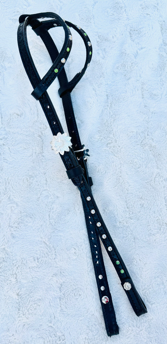 Fairytail Leather Co Black with Apple Green Headstall