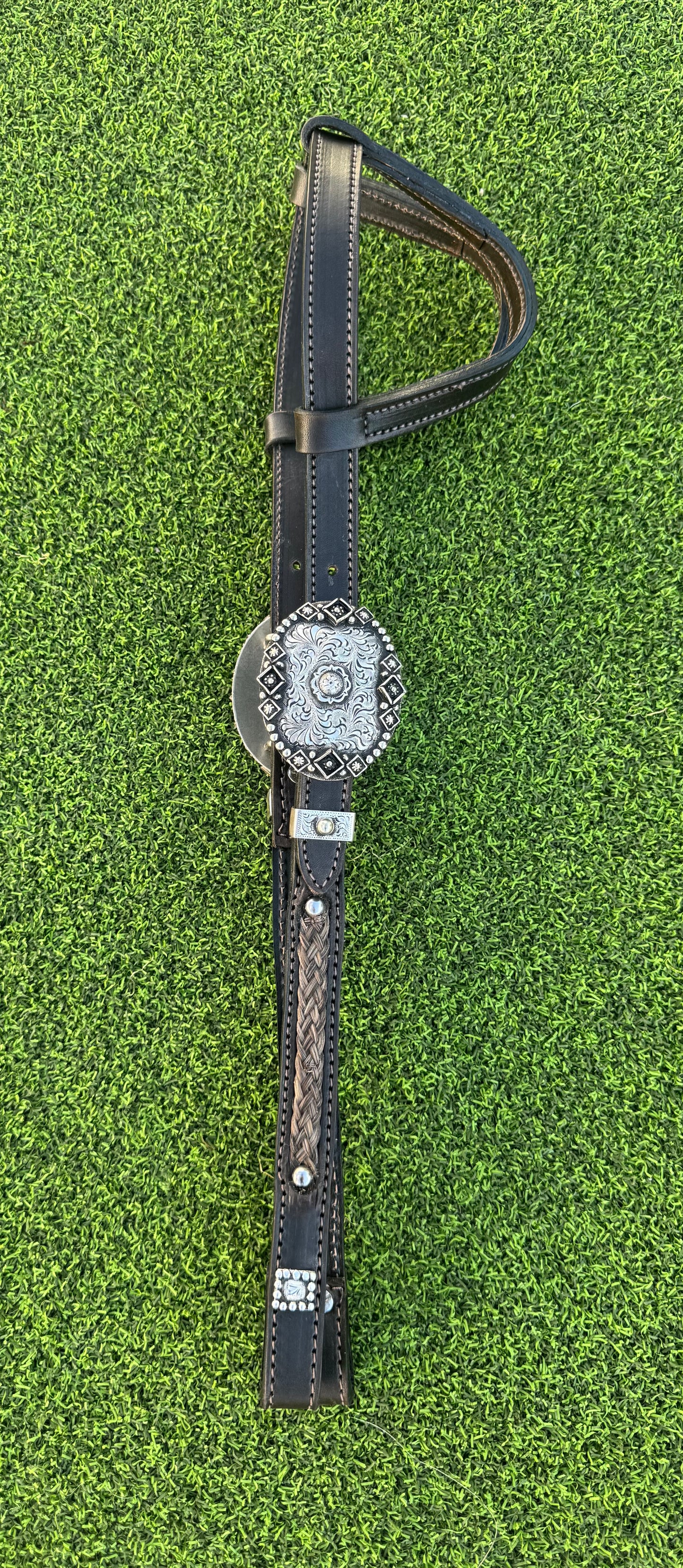 Fairytail Leather Co Horsehair Headstall, Sterling Silver