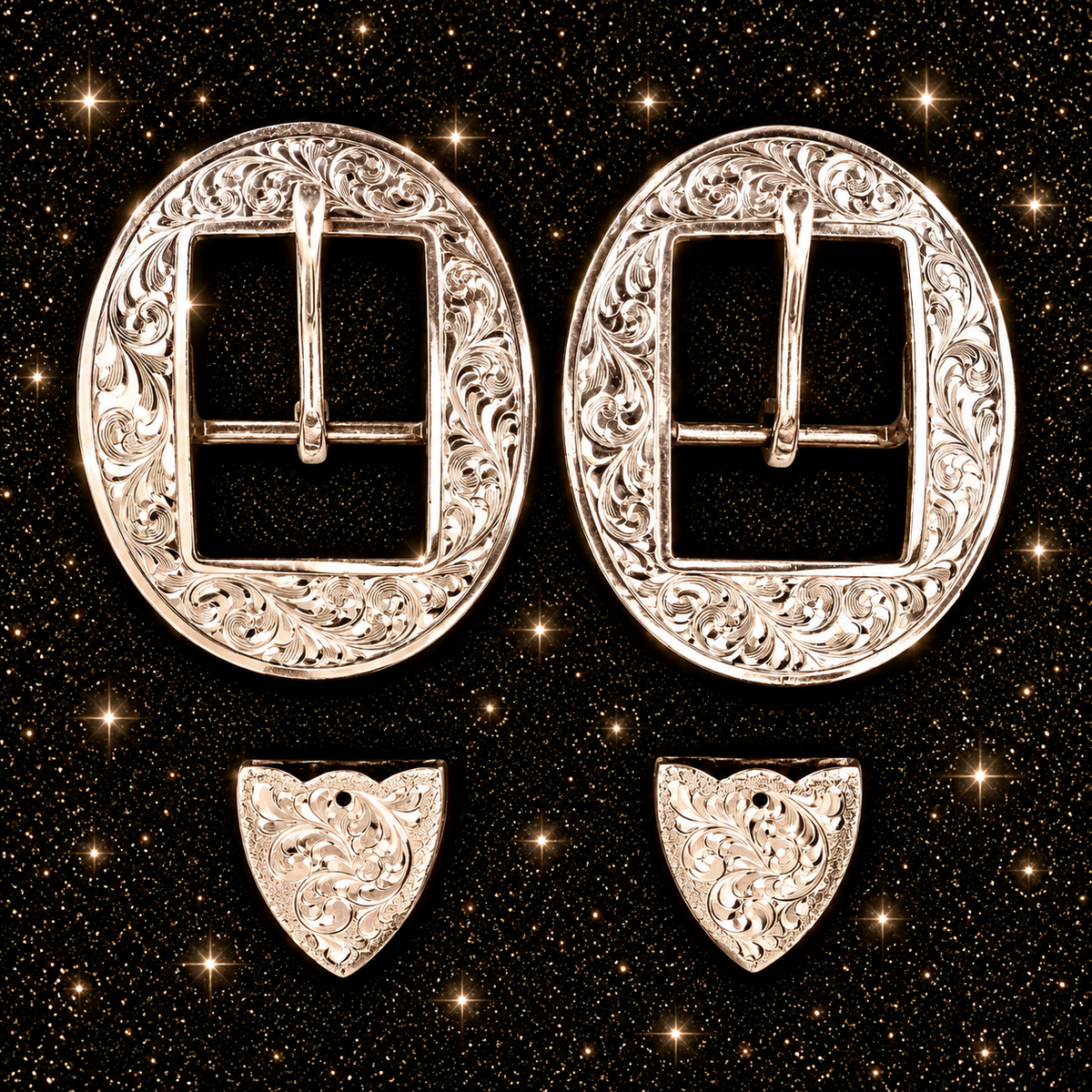 Silver Overlay Oval Buckles, 1”