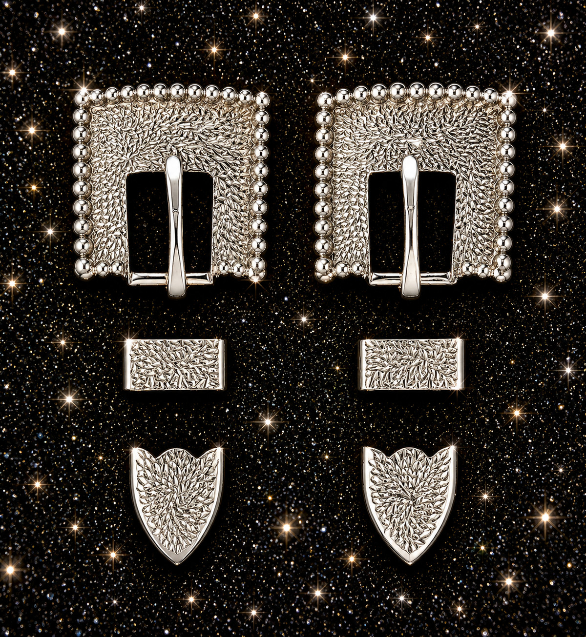 German Silver Hammered Buckles, 1”