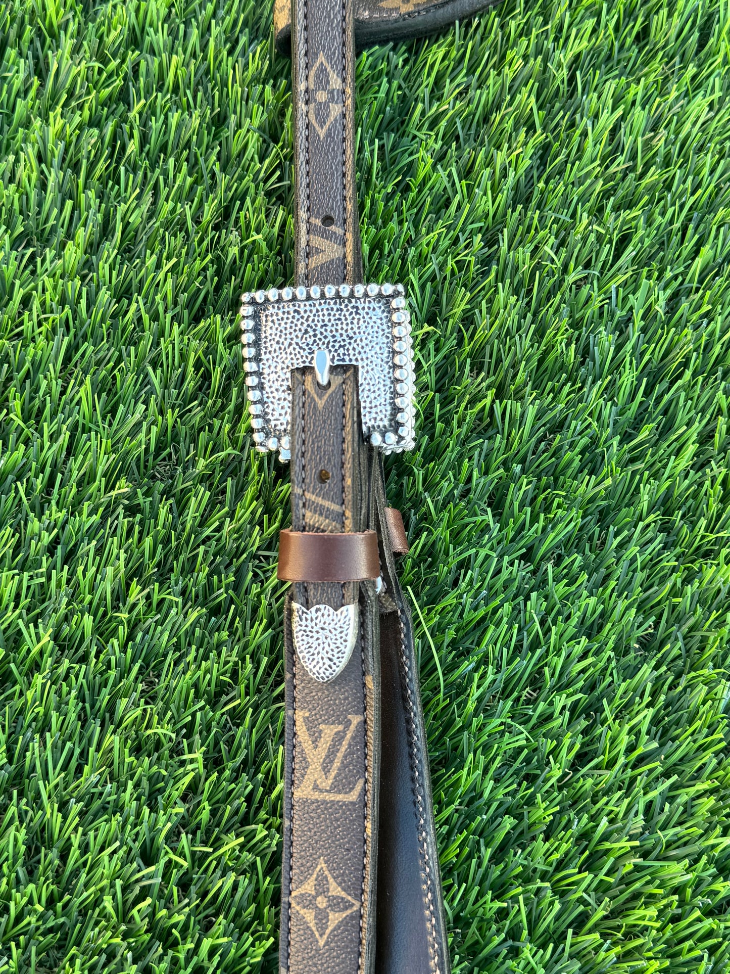 Fairytail Leather Co Brown Designer Headstall, German Silver