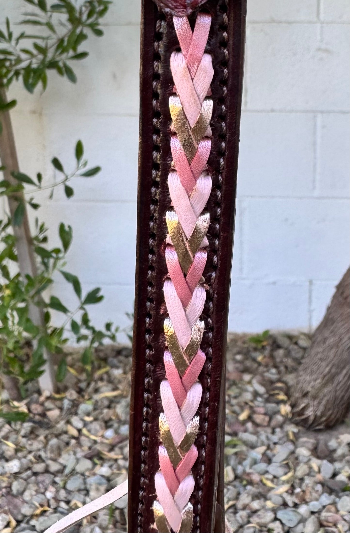 Fairytail Leather Co Pink Kangaroo Lace Headstall