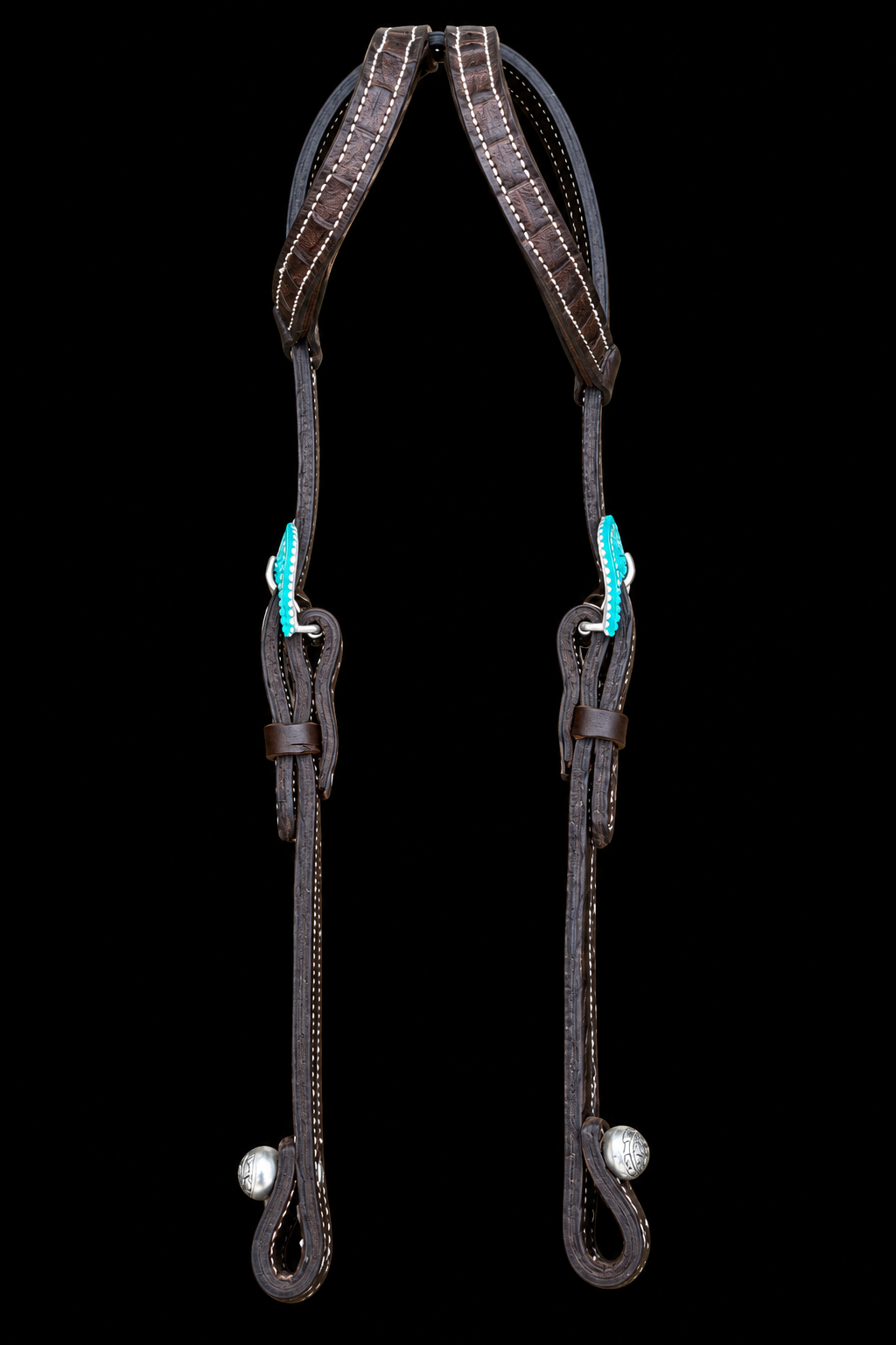 Fairytail Leather Chocolate Caiman Headstall