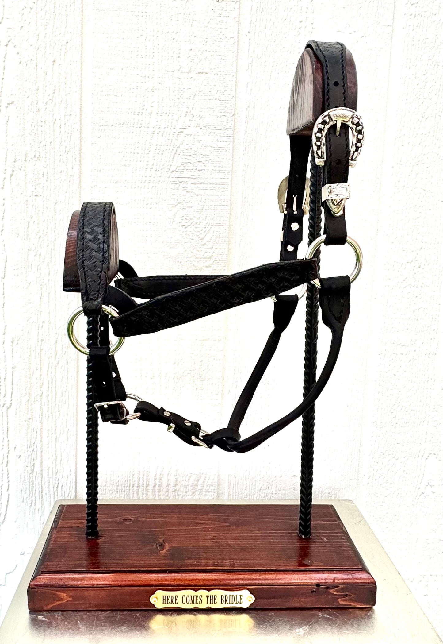 Black Basketweave Leather Yearling Halter