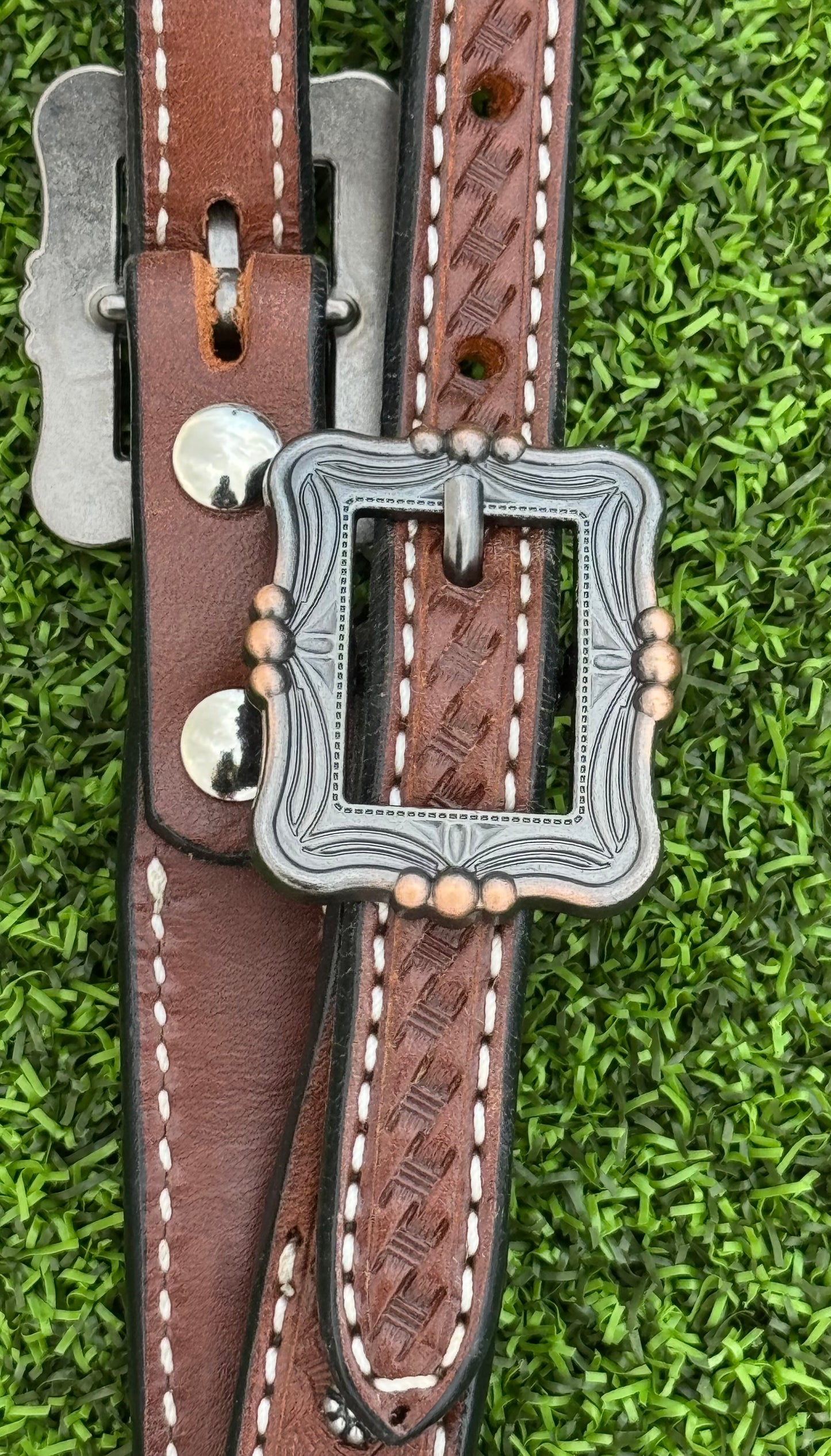 One Ear Rawhide Silver Dot Headstall