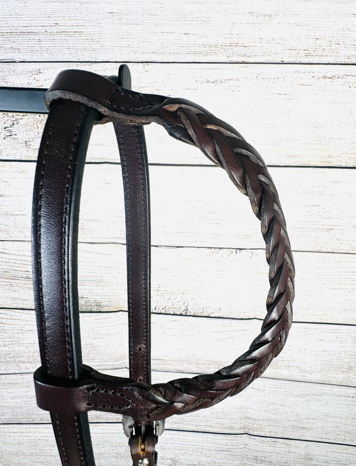 Dark Oil One-Ear Braided Western Headstall