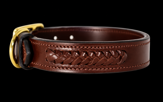 KL Select Brown Braided Dog Collar, Multiple Sizes