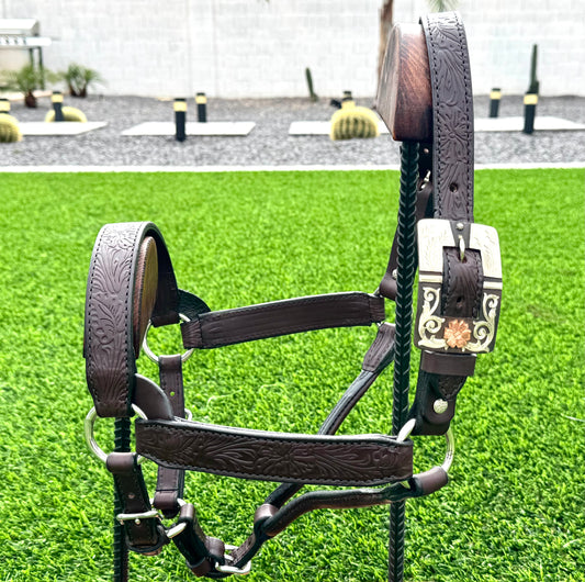 Brown Floral Horse Size Halter