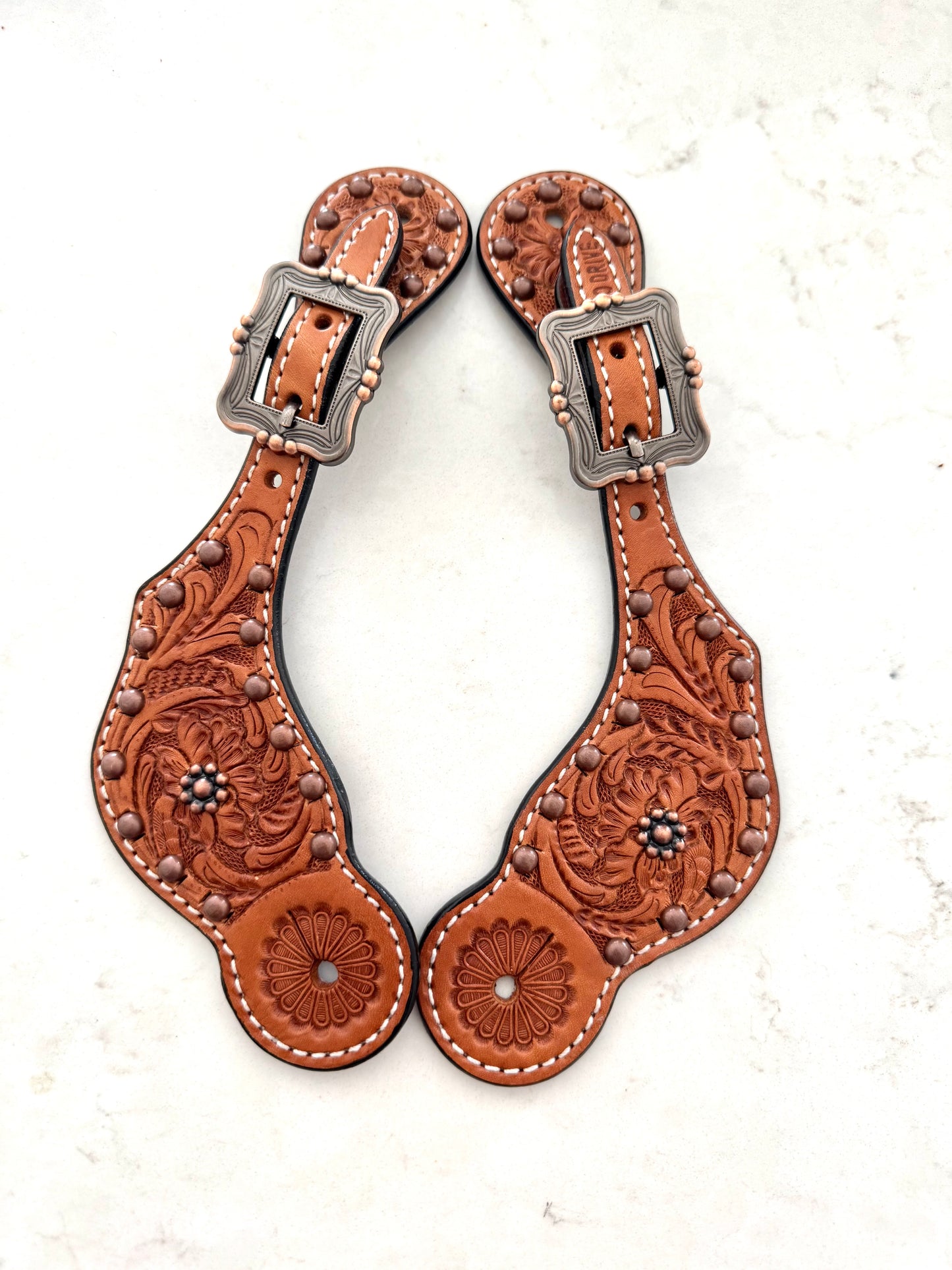 Ladies Western Spur Straps, Antique Copper