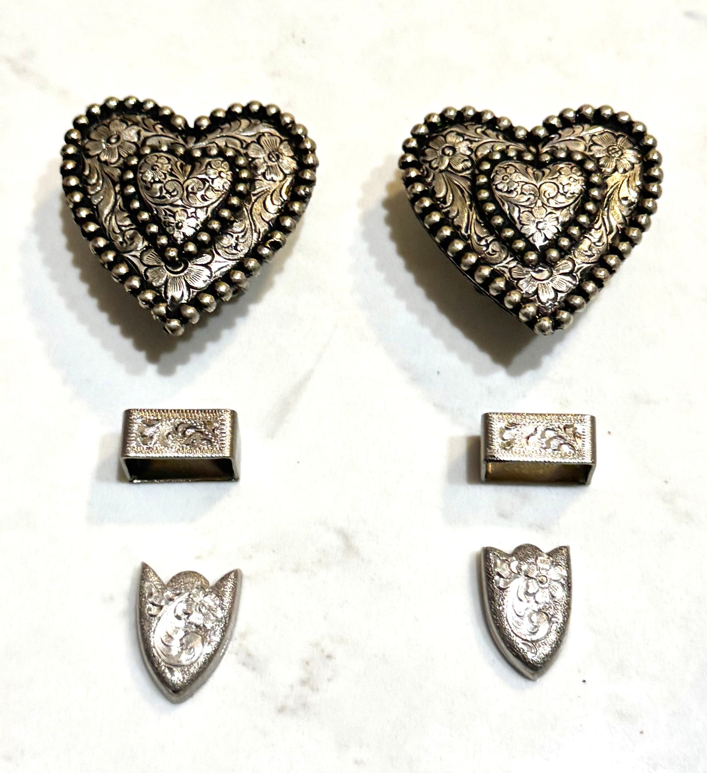 Silver Overlay Heart Buckles, 5/8”