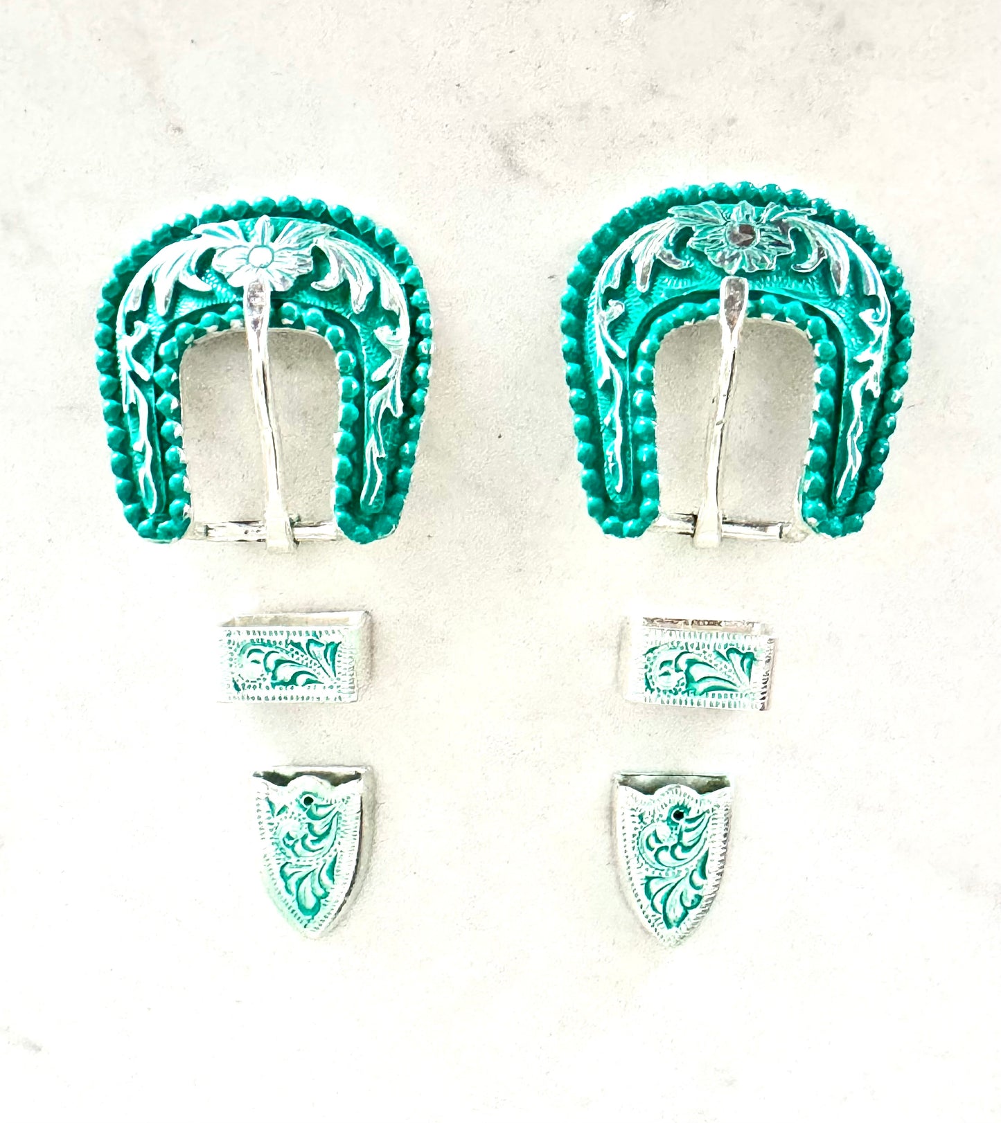 German Silver Turquoise Buckles, 5/8”