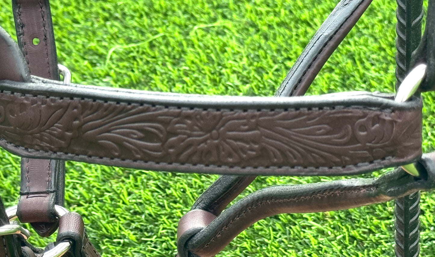 Brown Floral Horse Size Halter