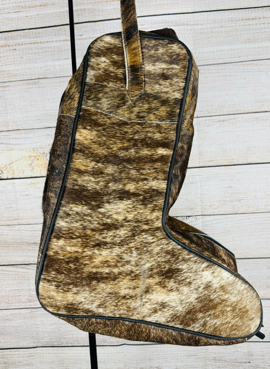 Brown Brindle Cowhide Boot Bag