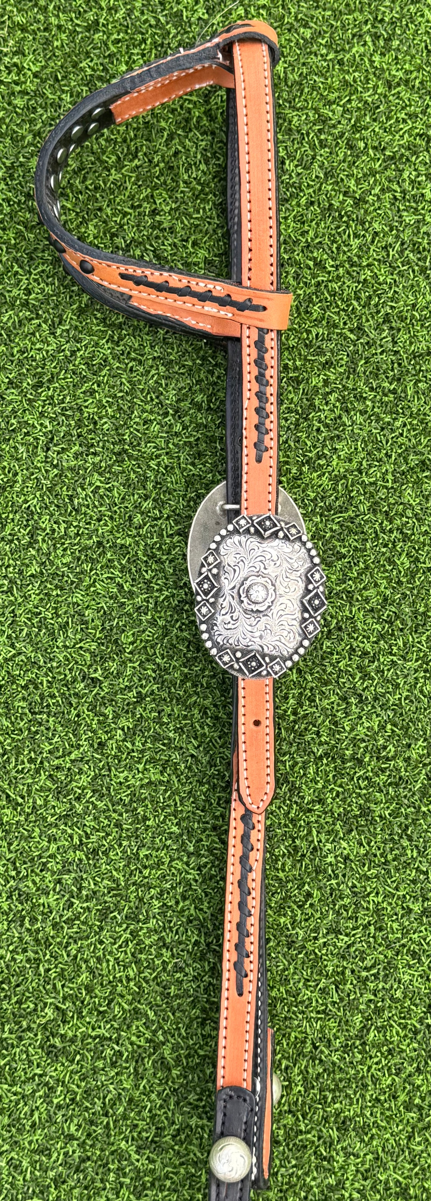 Fairytail Leather Co Natural and Black Two-Tone Headstall