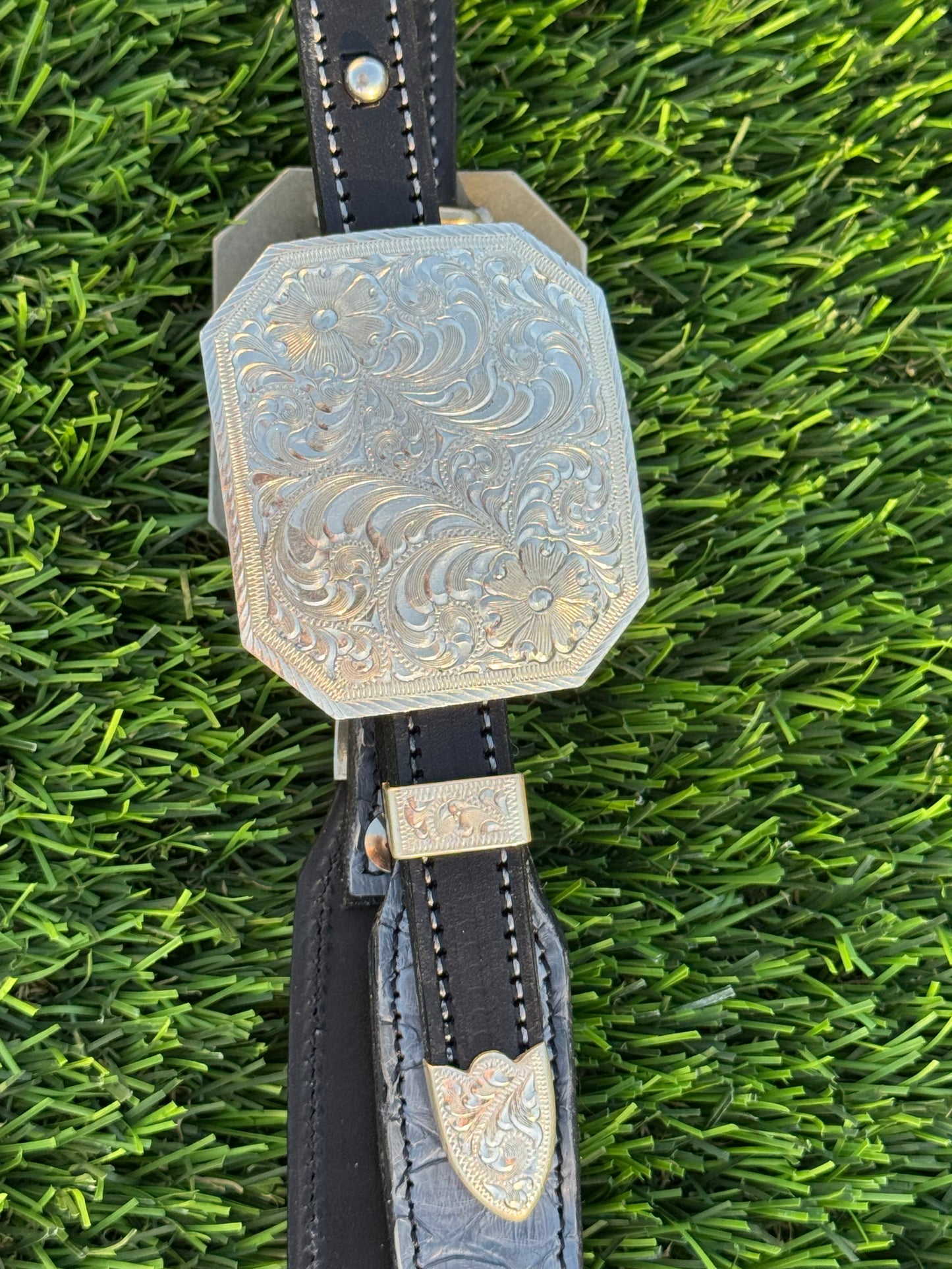 Fairytail Leather Co Black & Grey Python Headstall